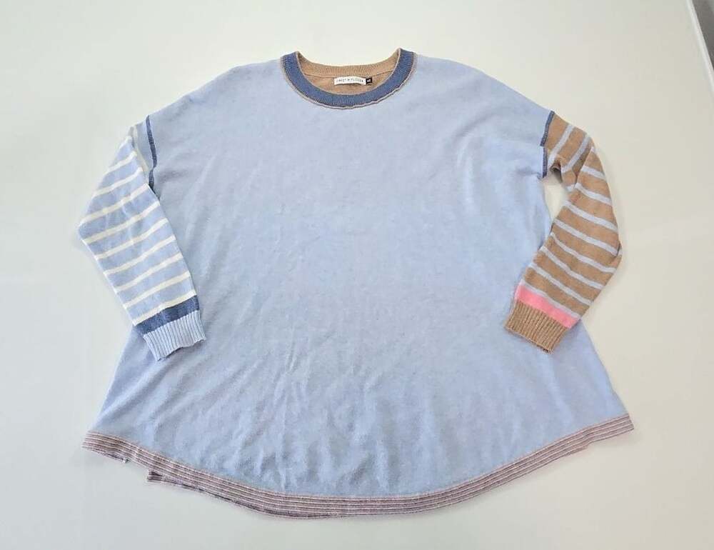 Zaket & Plover Light Blue Multi-Color Striped Long Sleeve Knit Sweater Size XS